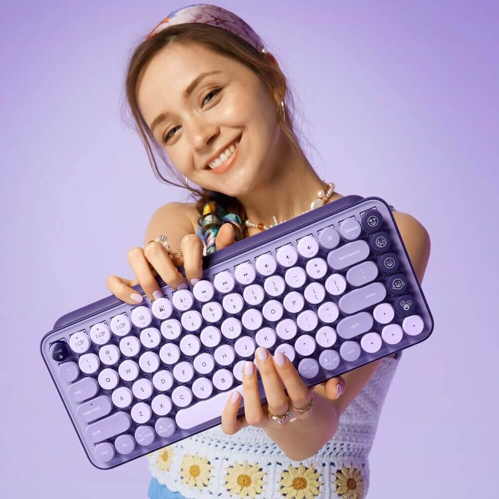 teclado logitech morado inalámbrico pop keys