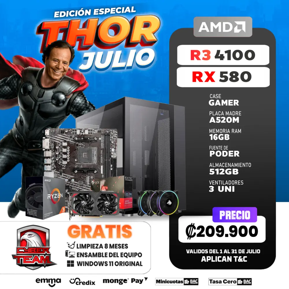EDICION ESPECIAL RYZEN 3 4100 - RX 580