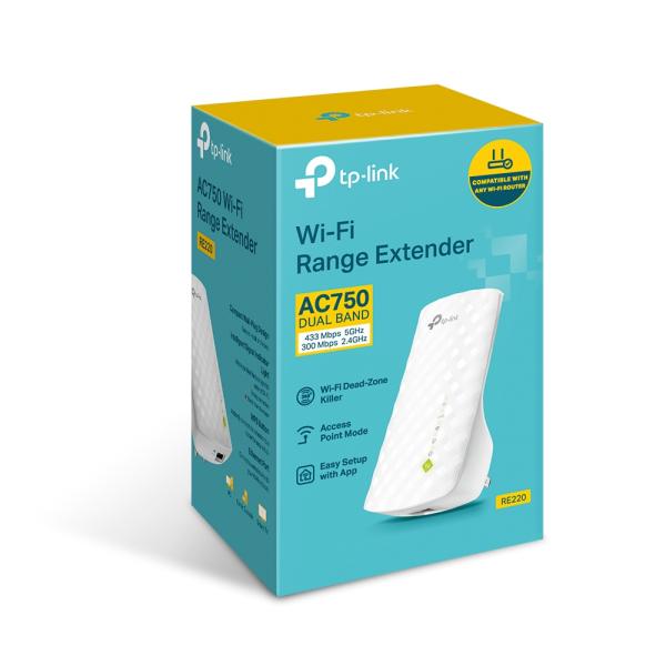 REPETIDOR DE SEÑAL TP LINK RE220 AC750 REPETIDOR DE SEÑAL TP LINK RE220 AC750