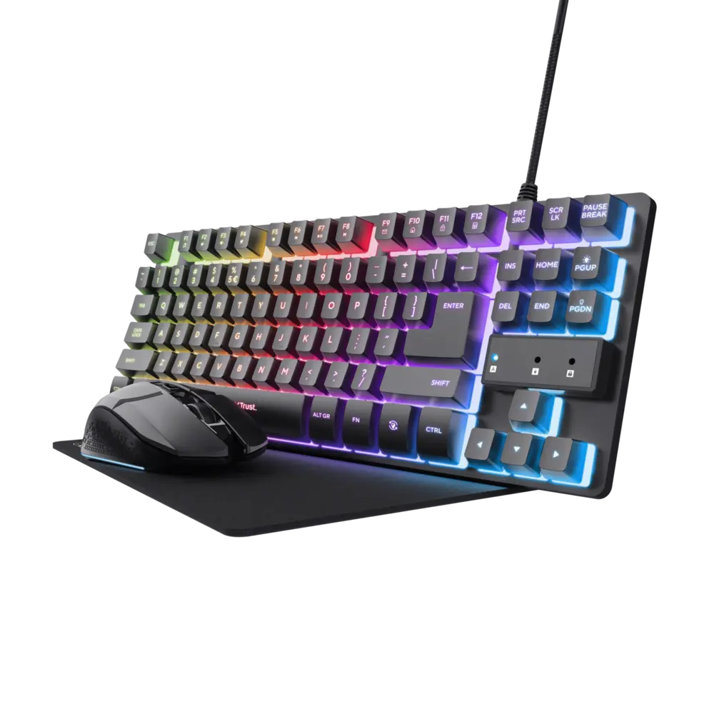 Trust teclado mouse y almohadilla gamer color negro en español – 25227
