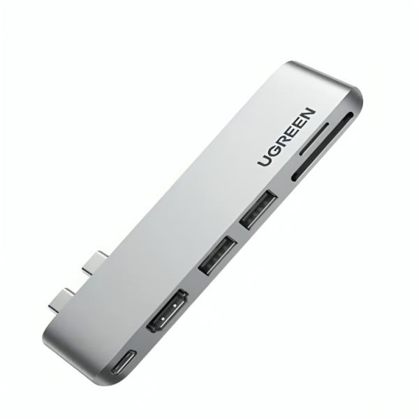 HUB UGREEN CM380 MULTIFUNCIONAL USB-C 2 PUERTOS USB 3.0 1 PUERTO HDMI RTO PARA TARJETAS SD/TF 80856