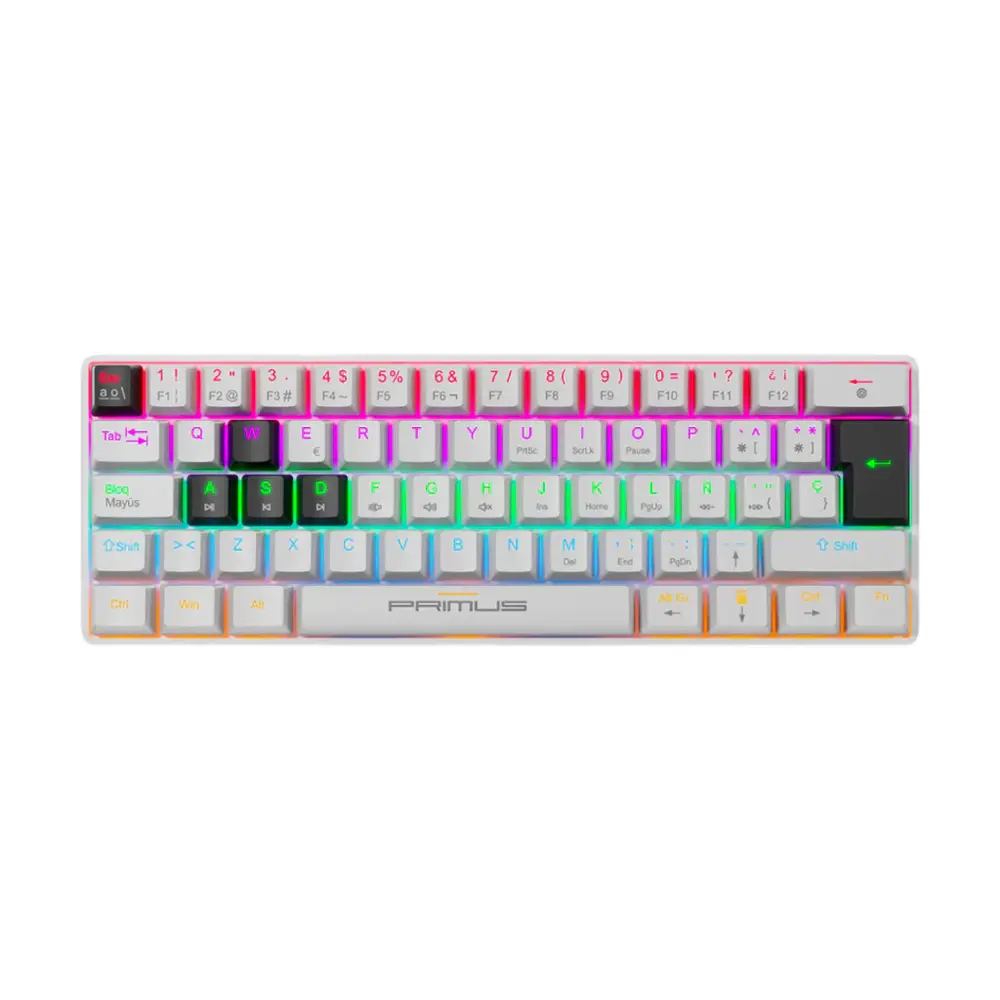 Primus Gaming – Keyboard – Wired – Spanish – USB 2.0 – Ergonomic Design – Black/white