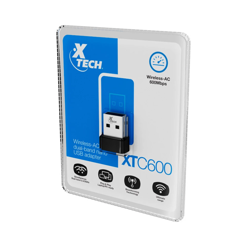 Xtech – Network adapter – USB 2.0 – Wless AC DBand 600Mbps XTC-600