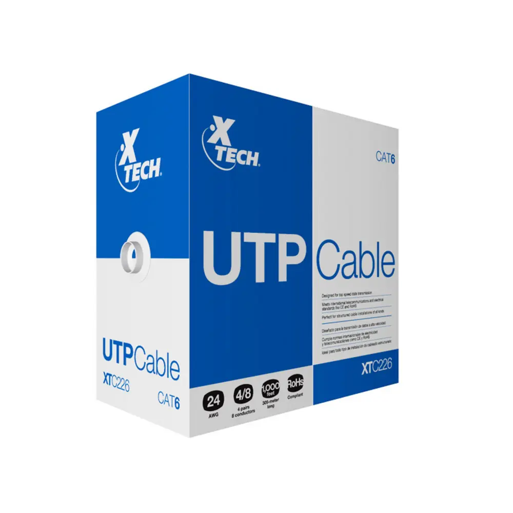 Xtech – Network cable – Unshielded twisted pair (UTP) – 305 m – Gray – CAT6 24 AWG XTC-226